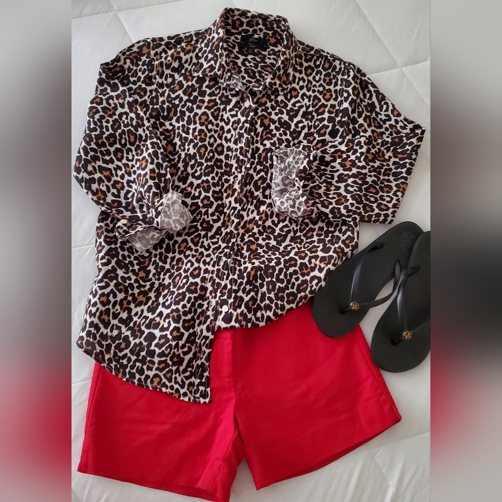J.Crew button down shirt leopard print Womens Size Small